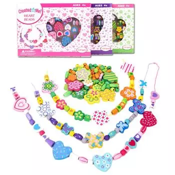 Деревянные блоки DIY бабочка Блок Игрушки Нанизывание Ниток Бусины Игра flower светло-серый