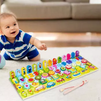 Деревянные блоки головоломка, логарифмическая доска для раннего обучения детей