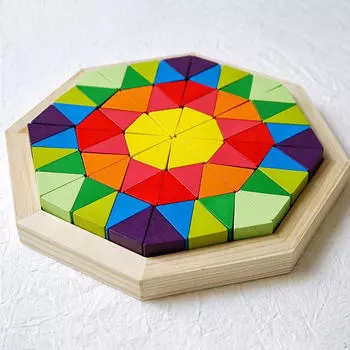 Деревянные блоки головоломки, Tangram Jigsaw Stem Shape Pattern Block, Puzzle for Colors,