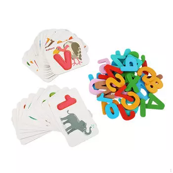 Деревянные буквы и цифры ABC, двухсторонние узоры животных, дошкольная игра для детей дошкольного возраста