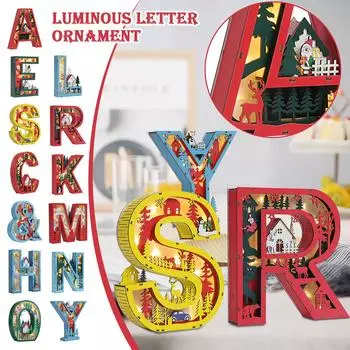 Деревянные буквы светящиеся украшения рождественские персонализированные модные украшения для дома ремесленная лампа One Size