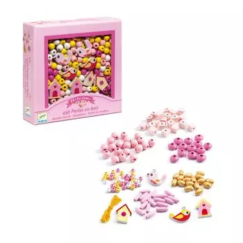 Деревянные бусины DJECO, аксессуар для птиц, 4 года, 5 лет, 6 лет, 7 лет, 8 лет, 9 лет, набор для посещения детского сада, деревянный, старый, старый, старый, старый, старый, розовый