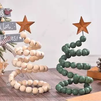 Деревянные бусины для украшения стола на рождественскую елку Деревянная новогодняя елка с железной проволокой