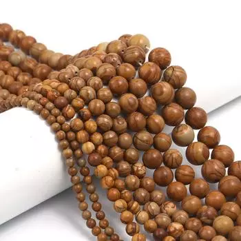 Деревянные бусины, круглые каменные свободные бусины-разделители для изготовления ювелирных изделий, 4/6/8/10/12 мм, DIY подвески ручной работы, браслеты Dia 4mm