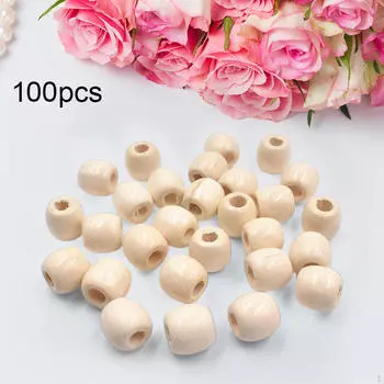 Деревянные бусины с большим отверстием для браслетов, украшений для дома, фермерского дома, серьги, ожерелья Beige