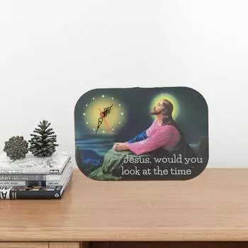 Деревянные часы, забавная новинка, Иисус, вы бы посмотрели на время, настенные часы с принтом для украшения домашнего стола A