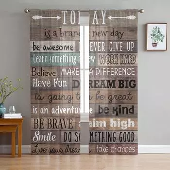 Деревянные черные белые темные старые оконные шторы из тюля современные прозрачные шторы для кухни, гостиной, спальни, украшения штор W135 x H114cm