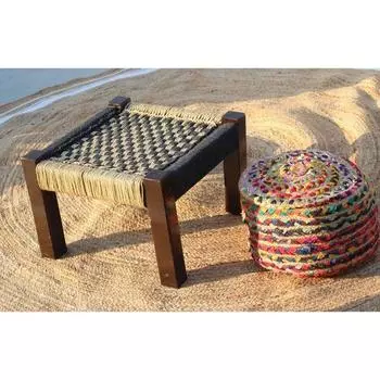 Деревянные чоуки в бежевом и черном цвете | Чоуки | Деревянный табурет | Чоуки (16 х 16 х 12) Дюйм