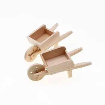 Деревянные цветные тачки для фермы Модели кукольных домиков Ландшафтные тележки Декор Мини-игрушки для детей Миниатюрные