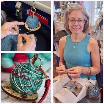 Деревянные держатели для пряжи на запястье Портативный держатель для пряжи Вязание и крючком Принадлежности для пряжи для носков Одеял Кардиганов синий