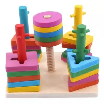 Деревянные детские развивающие игрушки интеллектуальные пять наборов блоков