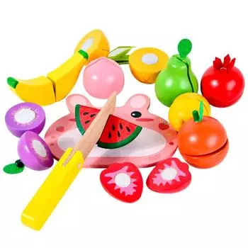 Деревянные фрукты и овощи, ролевые кухонные игрушки, имитация еды, волшебные наклейки, игровой дом, кухня, игра-головоломка, детские игрушки