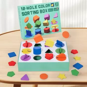 Деревянные игрушки для распознавания фигур Деревянные игрушки Игрушки для сортировки фигур Монтессори Деревянные игрушки для фермы Подарки 12 holes