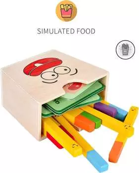 Деревянные игрушки для складывания гамбургеров и картофеля фри для детей, игрушки с имитацией еды, игрушки Монтессори для детей, дошкольные развивающие игрушки для развития мелкой моторики