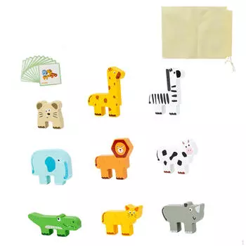 Деревянные игрушки для укладки, развивающие равновесие, двигательные навыки, игра на равновесие, кубики животных