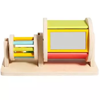 Деревянные игрушки для выкладывания на животик 2-в-1 Цветной катящийся барабан Игрушка Высококачественный вращающийся барабан Детская игрушка Подарок