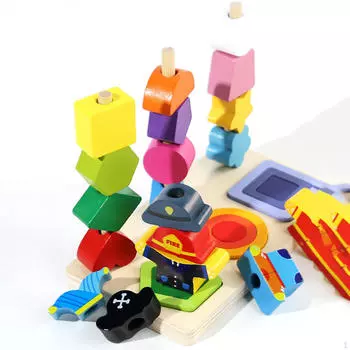Деревянные игрушки из бусин Геометрическая форма Сопоставление Развивающая игрушка Рождественские подарки Цветовая головоломка
