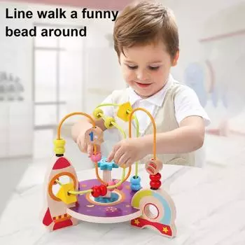 Деревянные игрушки-лабиринты из бисера для малышей, красочные американские горки, развивающая круговая игрушка A