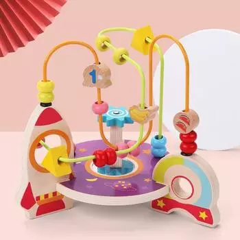 Деревянные игрушки-лабиринты из бисера для малышей, красочные американские горки, развивающая круговая игрушка с A