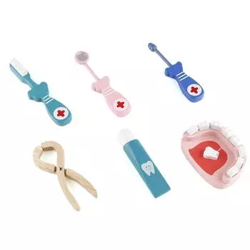 Деревянные игрушки забавная игра стоматолог ролевые игры доктор аксессуары инструменты 6 шт набор для детей