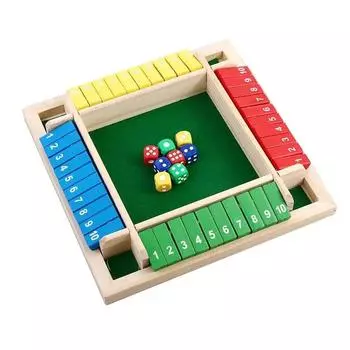 Деревянные игры в кости для 4 игроков. Классические игры с закрытой коробкой для взрослых и детей. Семейный класс. Домашняя вечеринка или паб. разноцветный