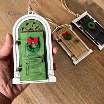 Деревянные изделия Сказочная дверь Садовое дерево Декор из дерева Уличные деревянные ворота Подвесные деревянные эльфийские двери Очаровательный садовый аксессуар B