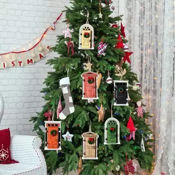 Деревянные изделия Сказочная дверь Садовое дерево Декор из дерева Уличные деревянные ворота Подвесные деревянные эльфийские двери Очаровательный садовый аксессуар A