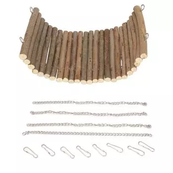 Деревянные качели для хомяка, натуральное большое пространство для лазания, игровые качели для хомяка, гамак с подвесной цепью 15x30cm/5.9x11.8in