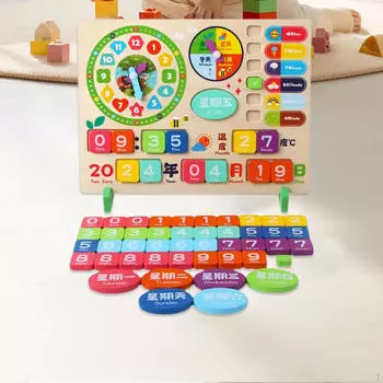 Деревянные Календарь Часы Дошкольное Обучающая Игрушка Погода Сезон Время Познавательная