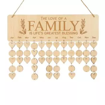 Деревянные календари Inkdotpot с датами на день рождения, настенная табличка для отслеживания дней рождения, декор для фермерского дома - календарь памятных дат 16x4.7 коричневый