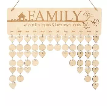 Деревянные календари Inkdotpot с датами на день рождения, настенная табличка для отслеживания дней рождения, декор для фермерского дома - календарь памятных дат 16x4.7 коричневый