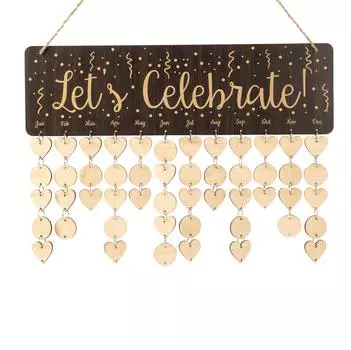 Деревянные календари Inkdotpot с датами на день рождения, настенная табличка для отслеживания дней рождения, декор для фермерского дома - календарь памятных дат 16x4.7 коричневый