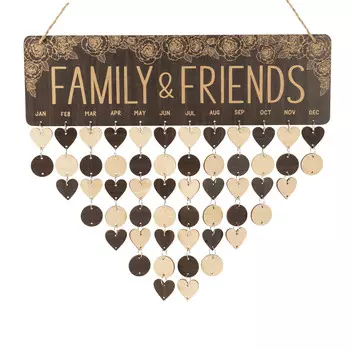 Деревянные календари Inkdotpot с датами на день рождения, настенная табличка для отслеживания дней рождения, декор для фермерского дома - календарь памятных дат 16x4.7 коричневый