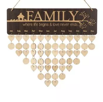 Деревянные календари Inkdotpot с датами на день рождения, настенная табличка для отслеживания дней рождения, декор для фермерского дома - календарь памятных дат 16x4.7 коричневый