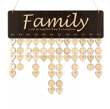 Деревянные календари Inkdotpot с датами на день рождения, настенная табличка для отслеживания дней рождения, декор для фермерского дома - календарь памятных дат 16x4.7 коричневый