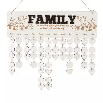 Деревянные календари Inkdotpot с датами на день рождения, настенная табличка для отслеживания дней рождения, декор для фермерского дома - календарь памятных дат 16x4.7 коричневый