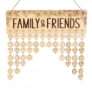 Деревянные календари Inkdotpot с датами на день рождения, настенная табличка для отслеживания дней рождения, декор для фермерского дома - календарь памятных дат 16x4.7 коричневый