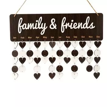 Деревянные календари Inkdotpot с датами на день рождения, настенная табличка для отслеживания дней рождения, декор для фермерского дома - календарь памятных дат 16x4.7 коричневый