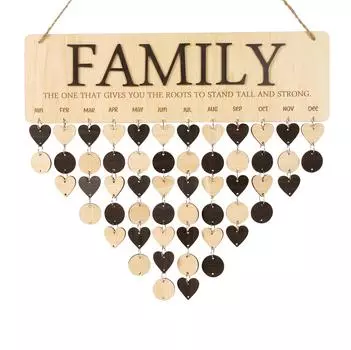 Деревянные календари Inkdotpot с датами на день рождения, настенная табличка для отслеживания дней рождения, декор для фермерского дома - календарь памятных дат 16x4.7 коричневый