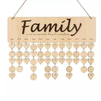 Деревянные календари Inkdotpot с датами на день рождения, настенная табличка для отслеживания дней рождения, декор для фермерского дома - календарь памятных дат 16x4.7 коричневый