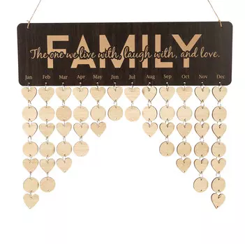 Деревянные календари Inkdotpot с датами на день рождения, настенная табличка для отслеживания дней рождения, декор для фермерского дома - календарь памятных дат 16x4.7 коричневый