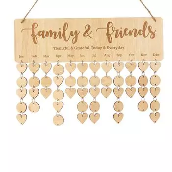 Деревянные календари Inkdotpot с датами на день рождения, настенная табличка для отслеживания дней рождения, декор для фермерского дома - календарь памятных дат 16x4.7 коричневый