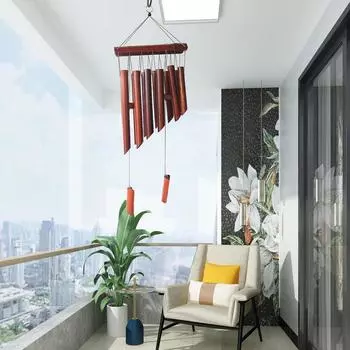 Деревянные колокольчики ветра Деревянные колокольчики ветра для дома Ручной работы 12 трубок Деревянные колокольчики для улицы Креативная мелодия Домашний декор Для