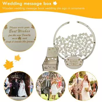 Деревянные коробки для гостей с 60/80 шт. кленовых листьев, наилучшие пожелания, самодельные сувениры, украшения для свадебного приема