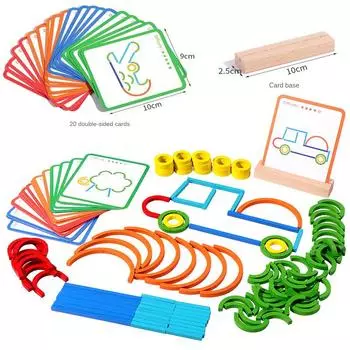 Деревянные креативные палочки и кольца-головоломки, интеллектуальная игра Монтессори, развивающие игрушки для раннего детства для детей 3 лет