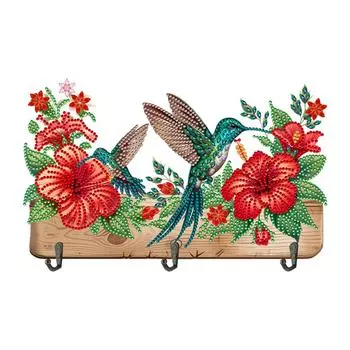 - Деревянные крючки для настенного искусства «Птица Цветок» с бриллиантами, крючки для самостоятельной алмазной живописи GJ037