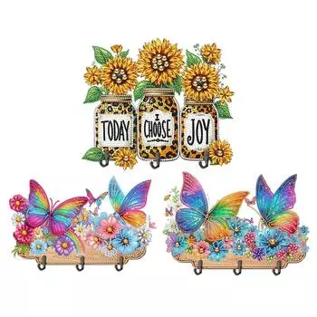 Деревянные крючки для подвешивания с леопардовым принтом, бабочками и цветами, крючки для алмазной живописи для начинающих и взрослых GJ024