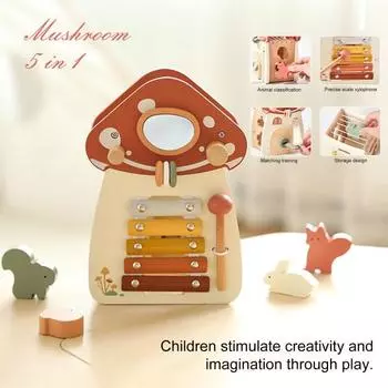 Деревянные кубики для игрушек 8 в 1, развивающий кубик для игрушек, лабиринт из бусин, ксилофон, сортировщик фигур, счеты для малышей 1-3 года, развивающие обучающие игрушки жёлтый