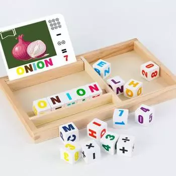 Деревянные кубики для написания слов, развивающие кубики с буквами, игрушки со словами, карточки, счет по Монтессори