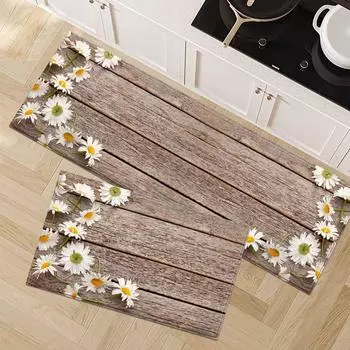 Деревянные кухонные коврики для пола, 3D-печатный коврик для ванной комнаты, мягкий коврик из пены с эффектом памяти для прикроватной тумбочки спальни 40x60cm 1pcs